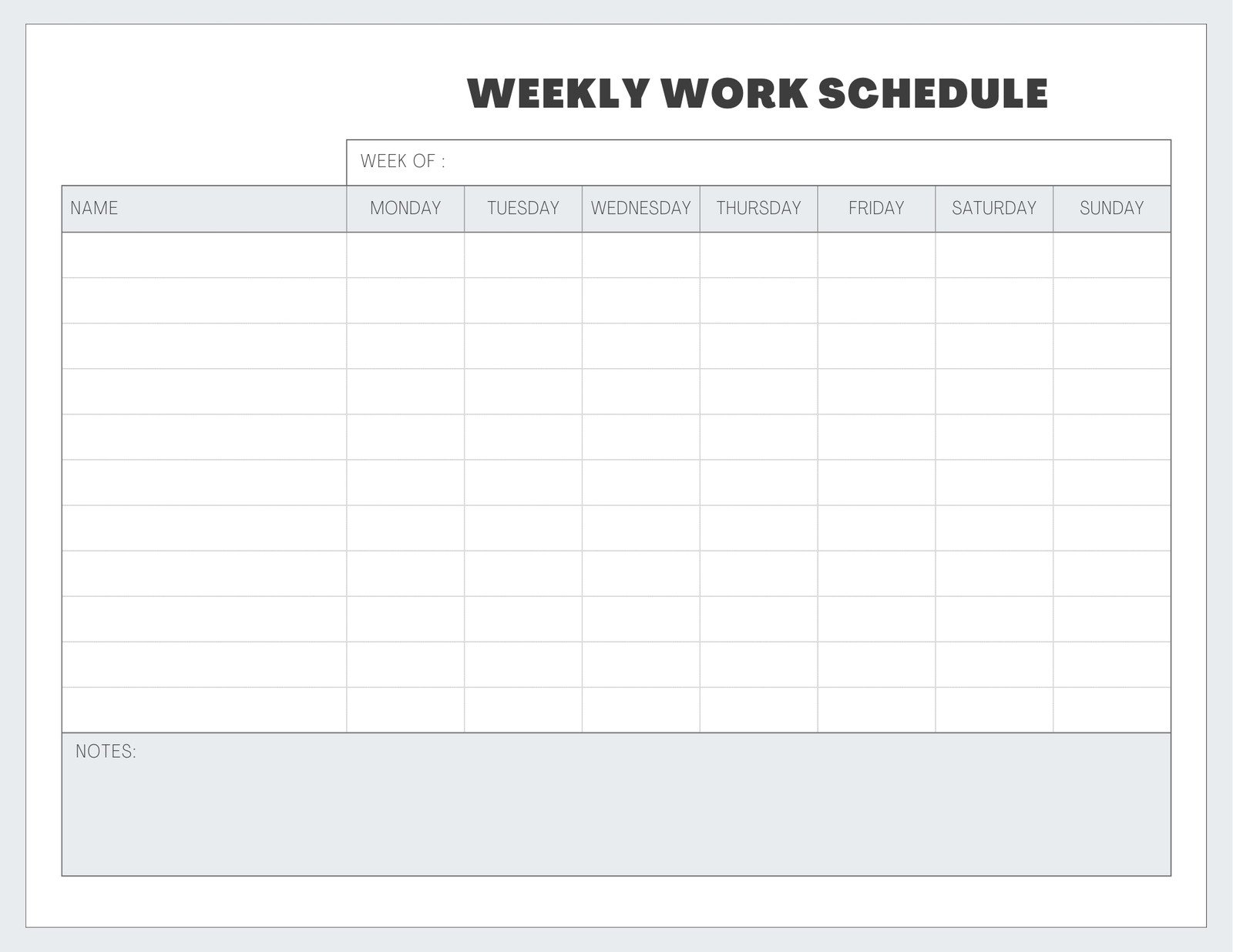Work Schedule Planner